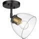 Roxie 1 Light 6 inch Matte Black/Brushed Champagne Bronze Semi-Flush Ceiling Light